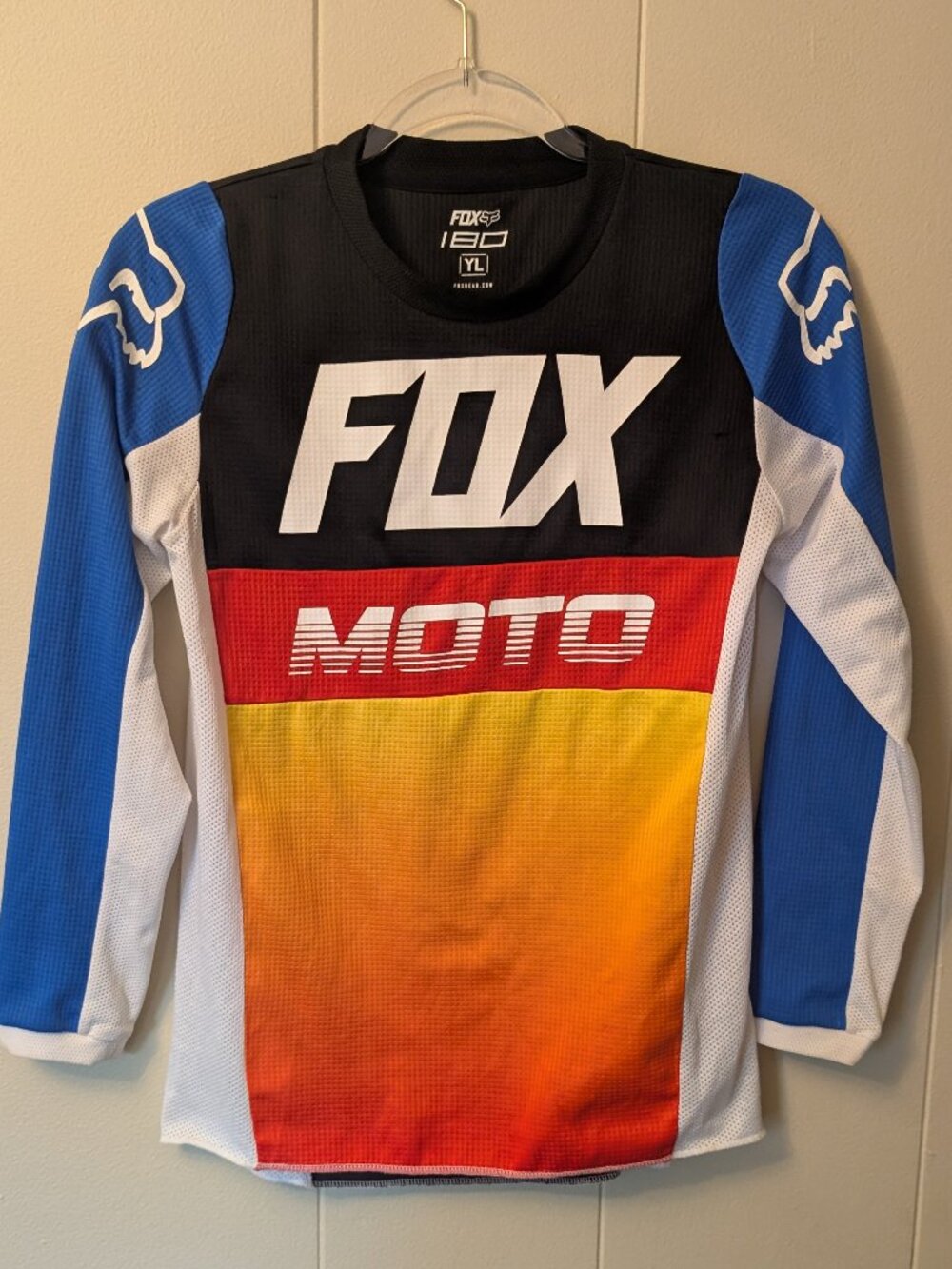 FOX RACING 180 Youth L Motocross Jersey Moto MX Dirt Bike Colorblock BMX